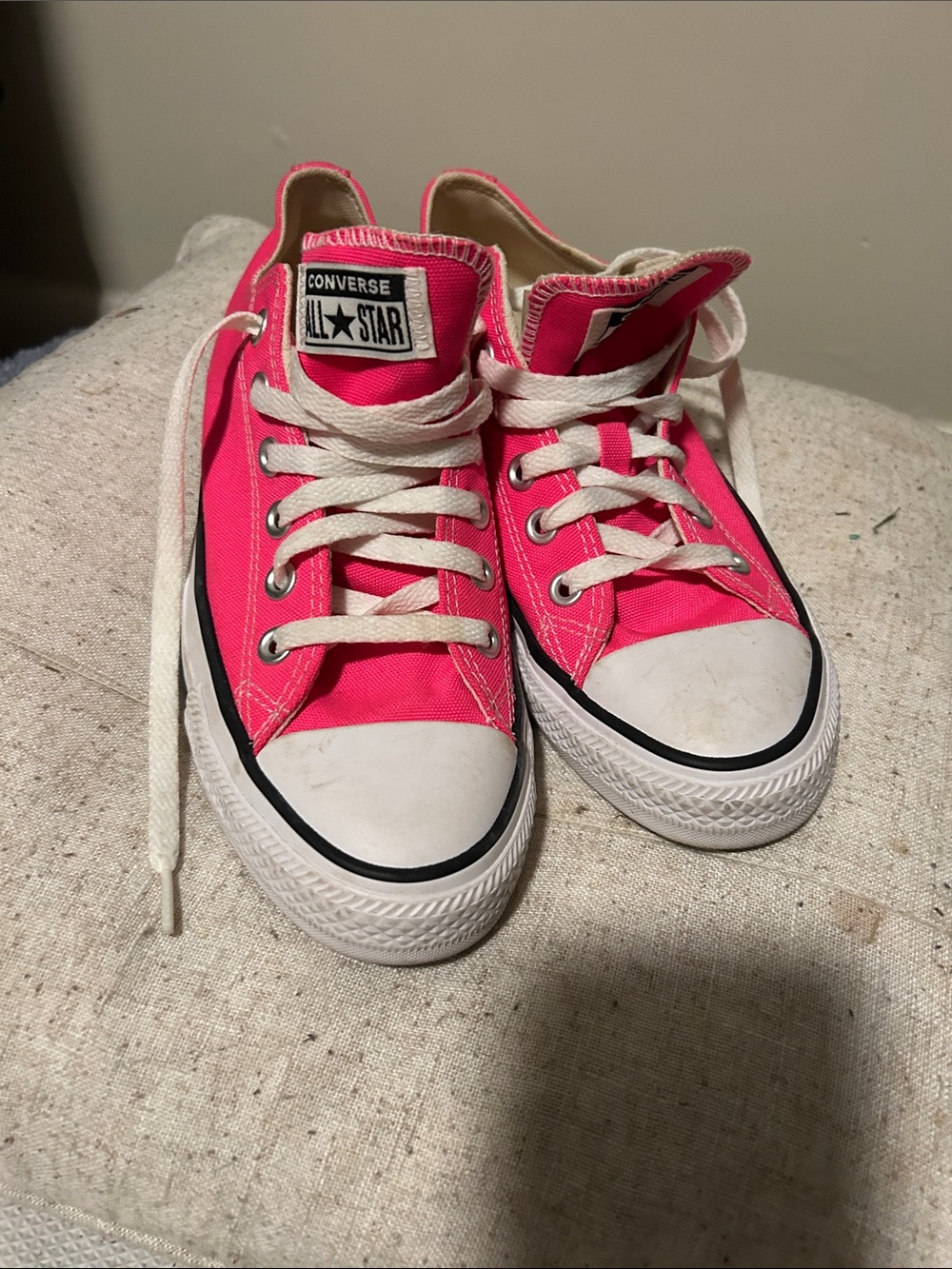 Converse Low Top Sneakers - Bright Pink and White